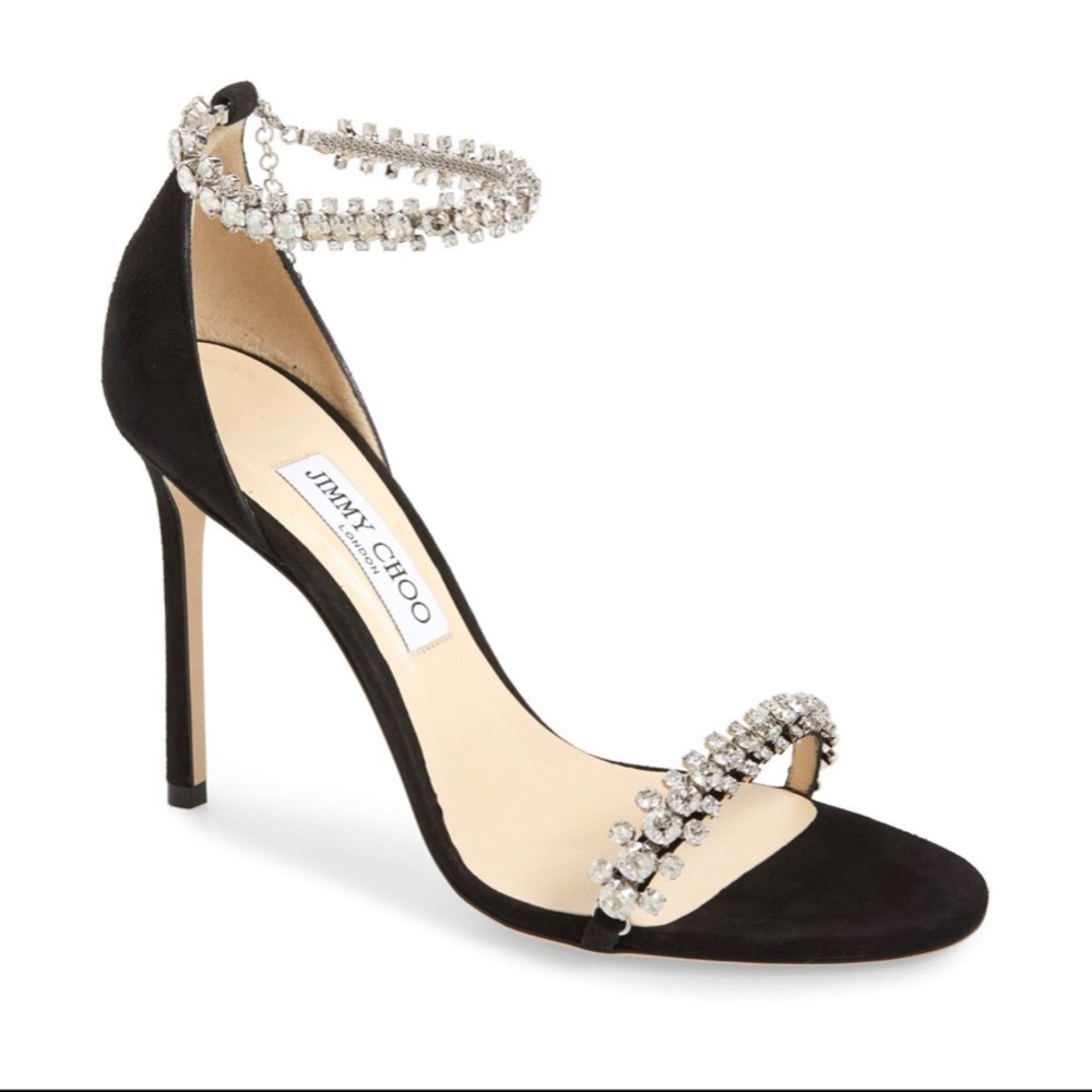 Black Suede and Crystal Jimmy Choo